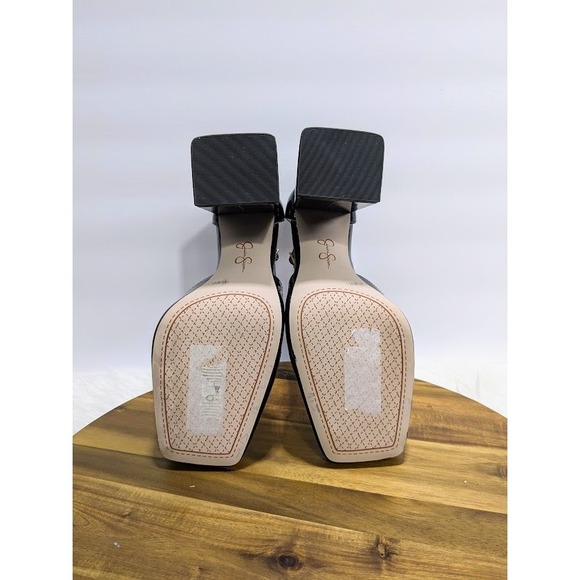 Jessica Simpson Black Patent Square Toe Block Heel Ankle Strap Pumps Womens 9.5M - Picture 7 of 8